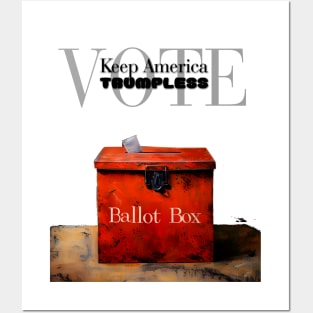 Ballot Box: Vote, Keep America Trumpless on a light (Knocked Out) background Posters and Art